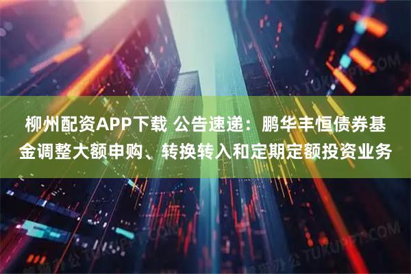 柳州配资APP下载 公告速递：鹏华丰恒债券基金调整大额申购、转换转入和定期定额投资业务