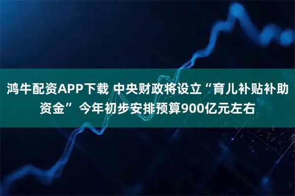 鸿牛配资APP下载 中央财政将设立“育儿补贴补助资金” 今年初步安排预算900亿元左右